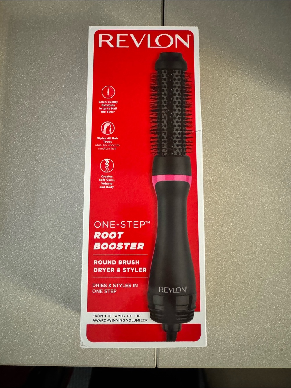 Revlon Black and Pink One-Step Root Booster Round Brush Dryer & Styler